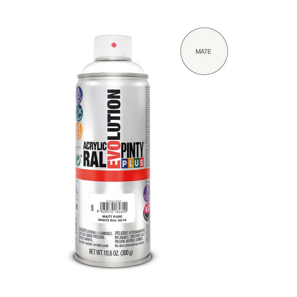 Pintura en spray Pintyplus Evolution RAL 9010 400 ml Mate Pure White - Imagen 3