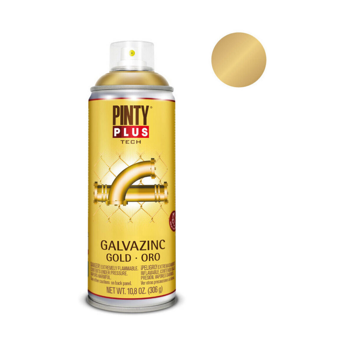 Pintura en spray Pintyplus Tech Galvazinc G151 400 ml Oro - Imagen 3