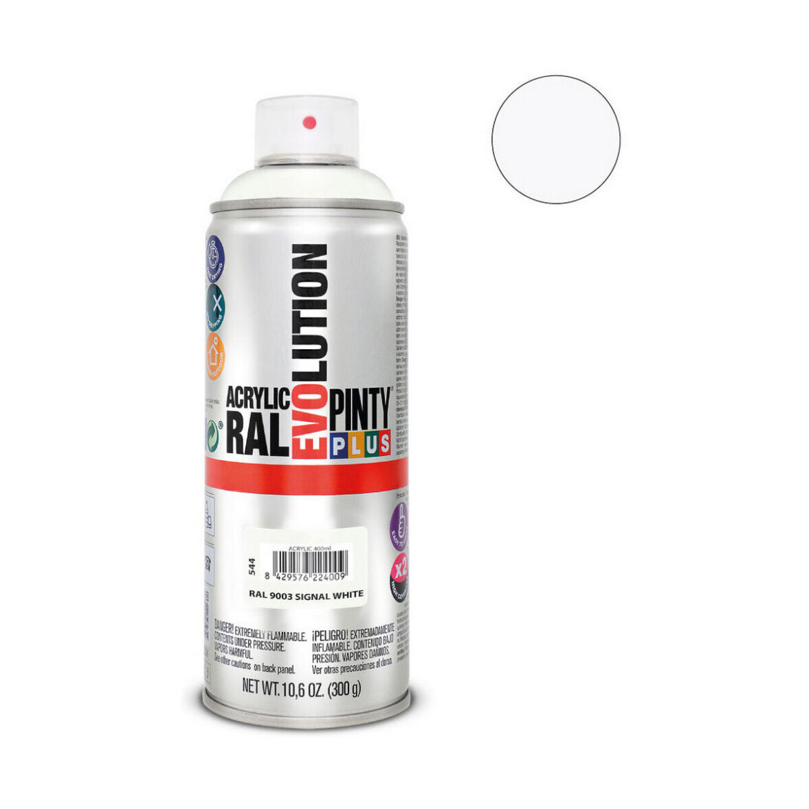 Pintura en spray Pintyplus Evolution RAL 9003 400 ml Signal White - Imagen 3