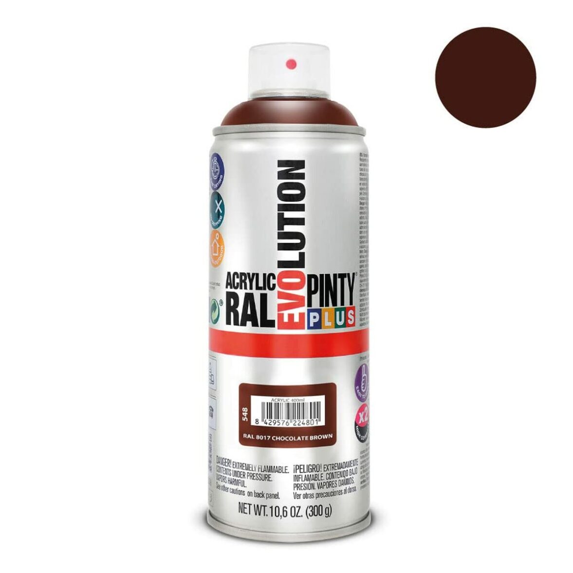 Pintura en spray Pintyplus Evolution RAL 8017 300 ml Chocolate - Imagen 3