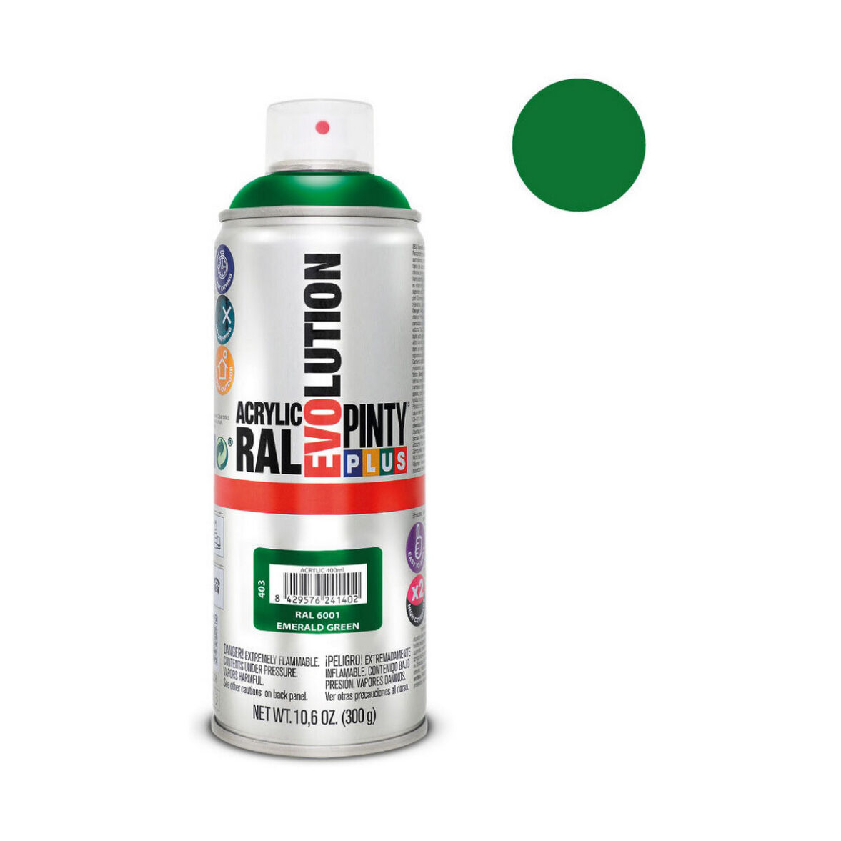 Pintura en spray Pintyplus Evolution RAL 6001 400 ml Verde Esmeralda - Imagen 3
