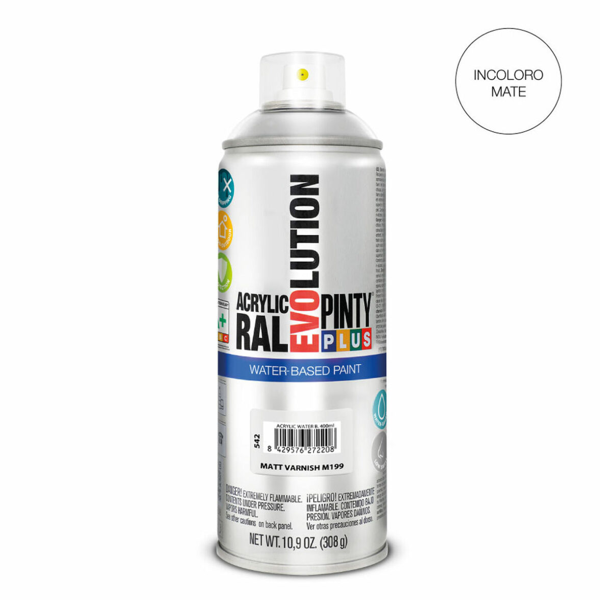 Barniz en Spray Pintyplus Evolution M199 Mate Base de agua 400 ml Incoloro - Imagen 3
