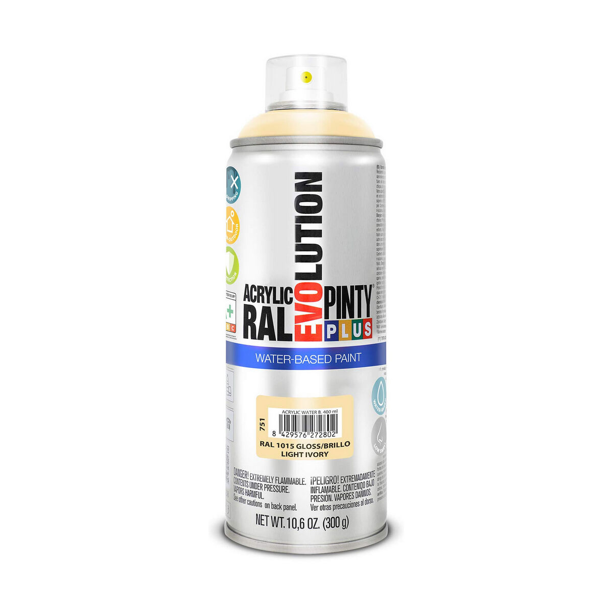 Pintura en spray Pintyplus Evolution RAL 1015 400 ml Base de agua Light Ivory