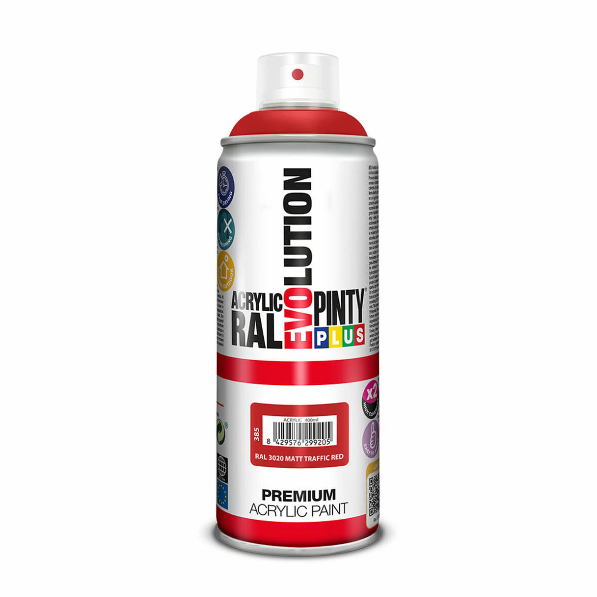 Pintura en spray Pintyplus Evolution RAL 3020 Traffic Red 400 ml Mate