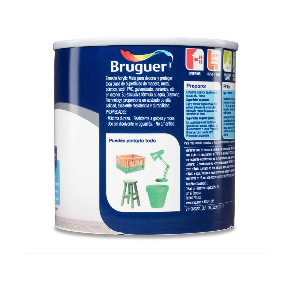 Esmalte acrílico Bruguer 5160685 250 ml Permanent White Mate - Imagen 6