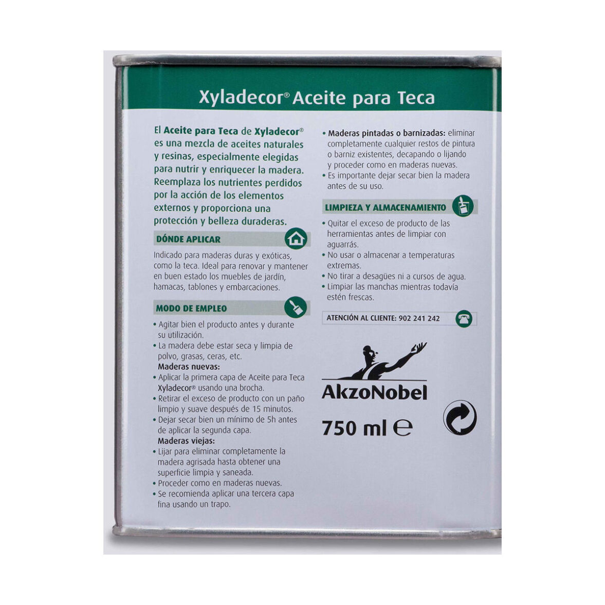 Aceite para teca AkzoNobel Xyladecor Miel 750 ml Mate - Imagen 3