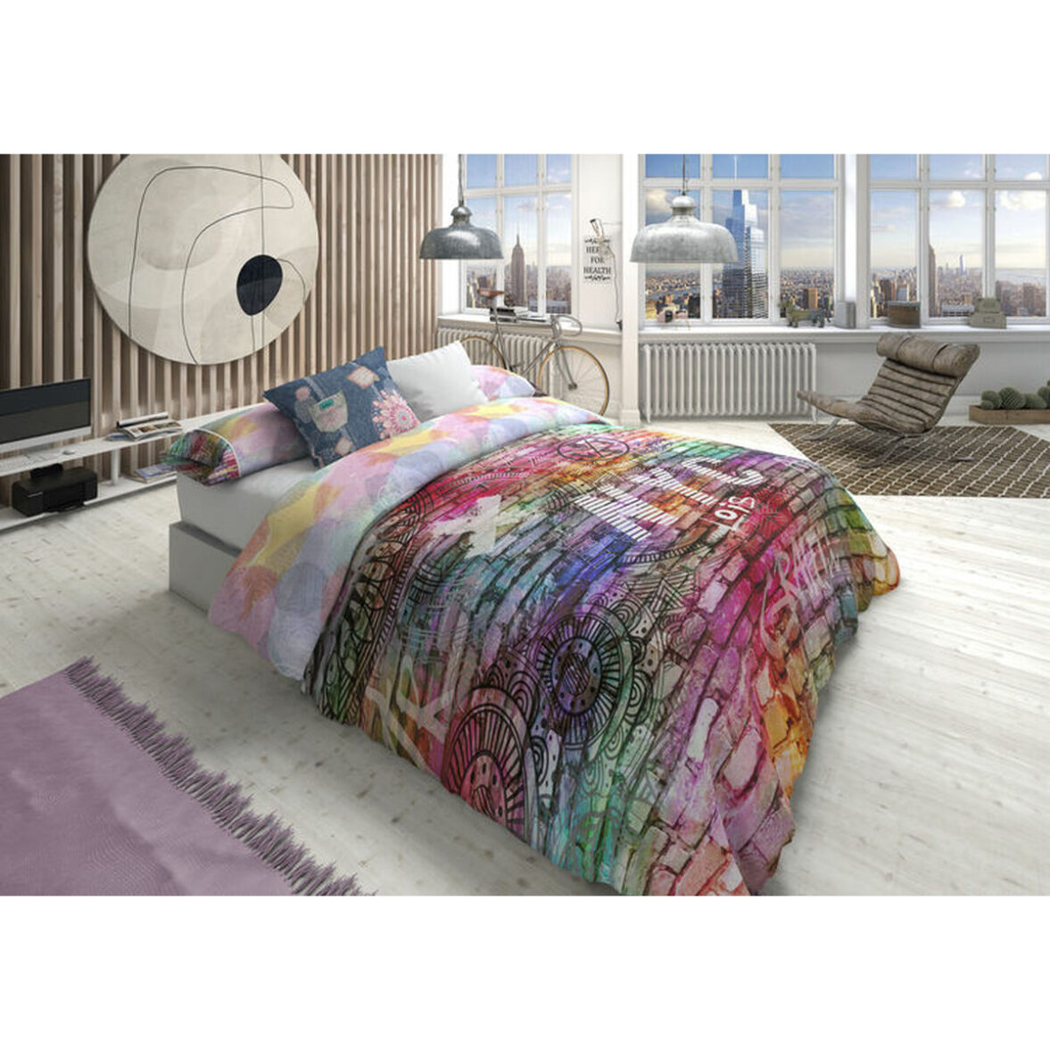 Juego de funda nórdica Lois FAME P. Gris Cama de 90 3 Piezas - Imagen 3