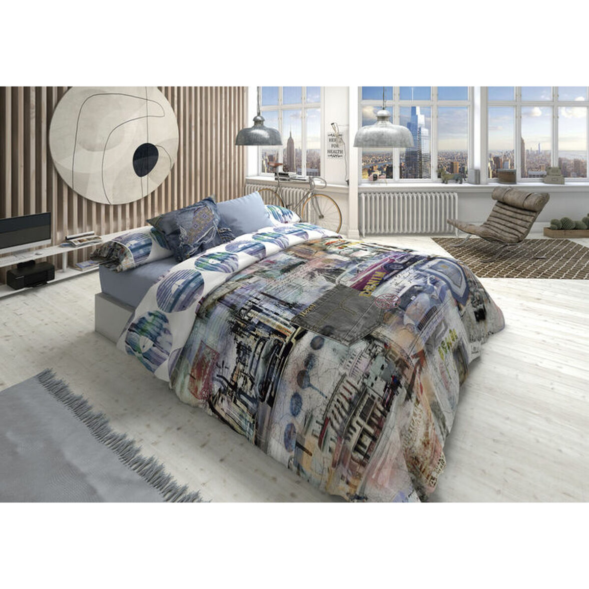 Juego de funda nórdica Lois MEGANO P. Azul Cama de 135 2 Piezas - Imagen 3