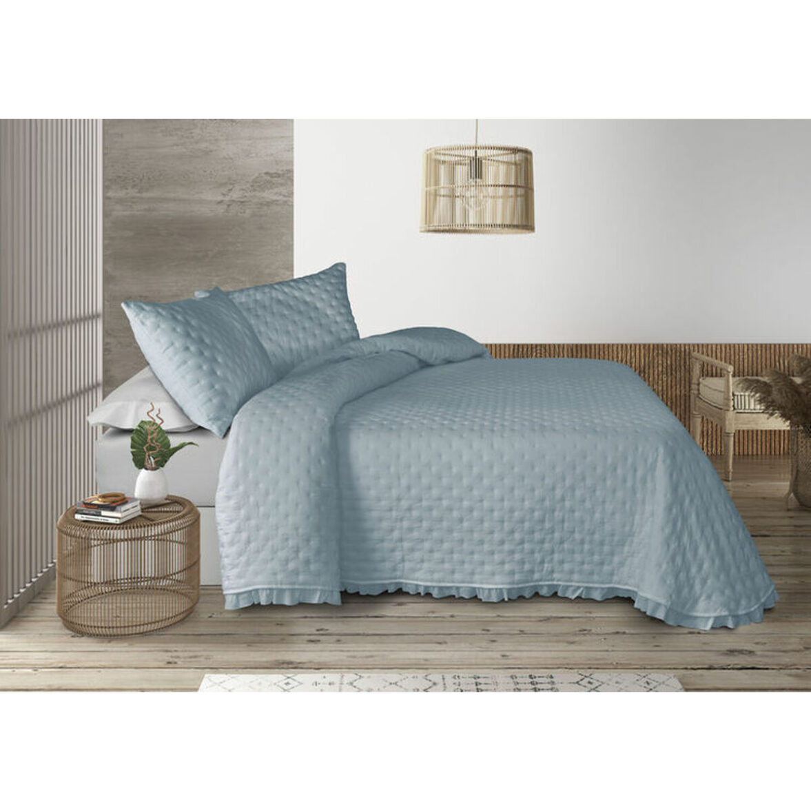 Colcha Pierre Cardin AROA Azul Cama de 135 (3 Piezas) - Imagen 4
