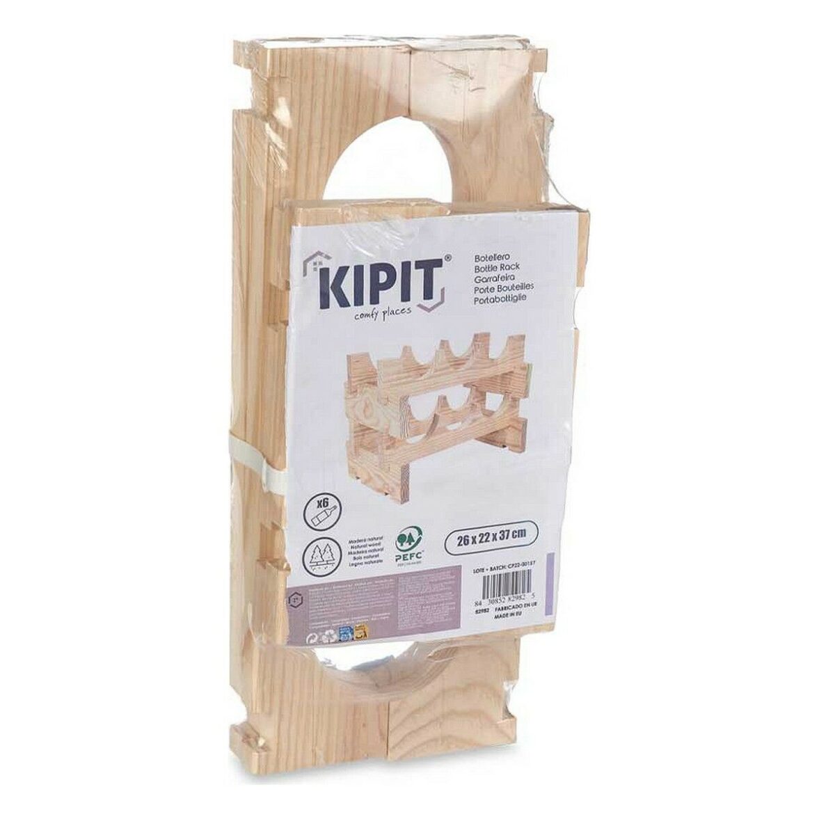 Botellero Kipit GL6G Natural 36,5 x 21 x 25 cm 6 botellas - Imagen 3