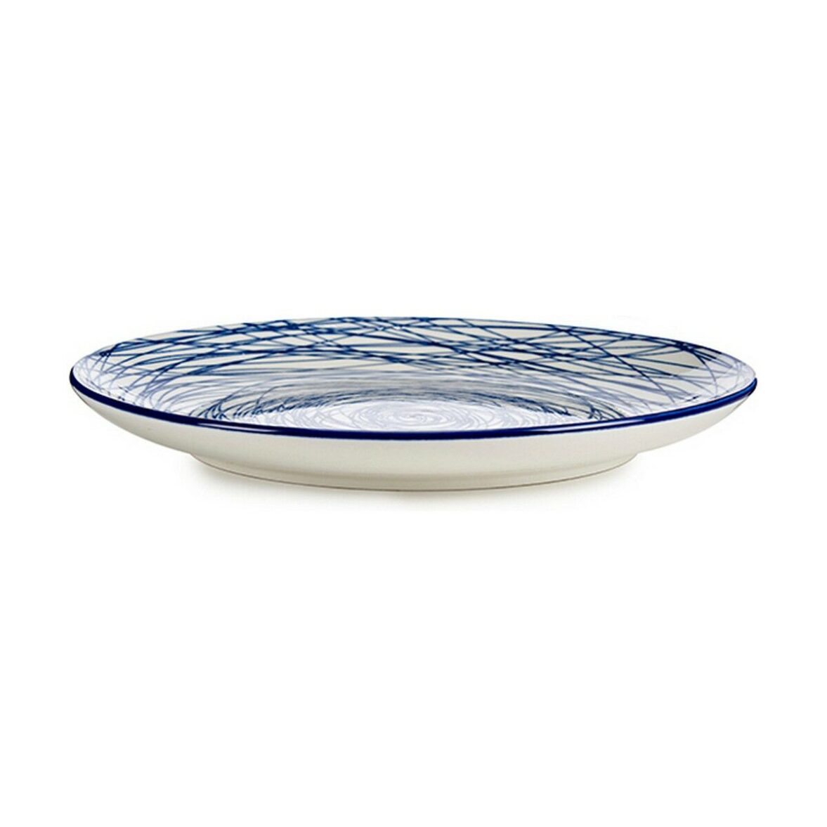 Plato Llano Rayas Porcelana Azul Blanco 24 x 2,8 x 24 cm