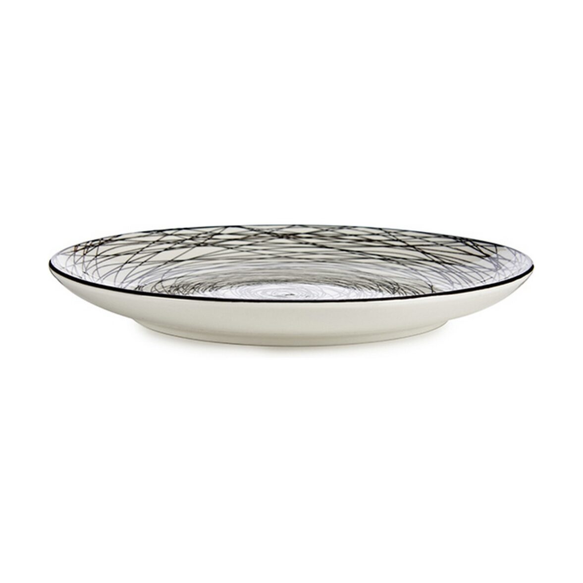 Plato Llano Rayas Porcelana Negro Blanco 24 x 2,8 x 24 cm - Imagen 3