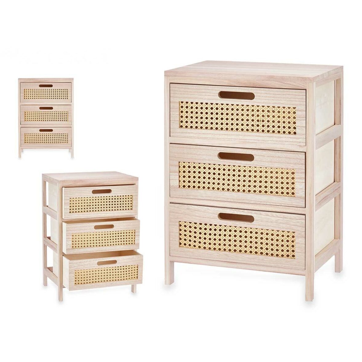 Cajonera GiftDecor Rattan Natural 40 x 58 x 29 cm 3 cajones - Imagen 4