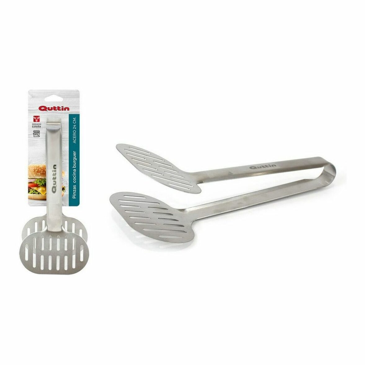 Pinzas de Cocina Quttin Burger Acero 24 x 10,7 cm 0,6 mm (18 Unidades) (24 cm) - Imagen 3