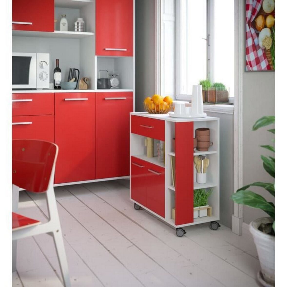 Carro de Cocina Rojo Blanco ABS (80 x 39 x 87 cm) - Imagen 3