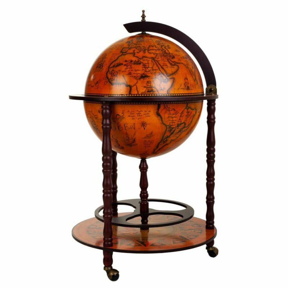 Globo Terraqueo Alexandra House Living Marrón 55 x 93 x 55 cm Mueble Botellero - Imagen 8