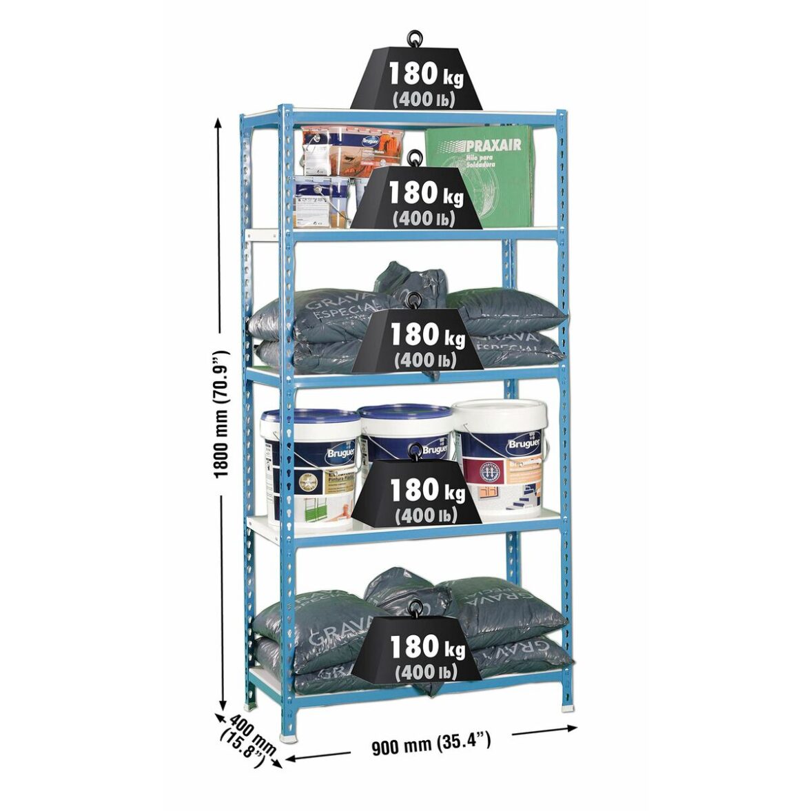 Estantería Simon Rack Simonclick 5/400 Metal 180 x 90 x 40 cm 5 Estantes - Imagen 3