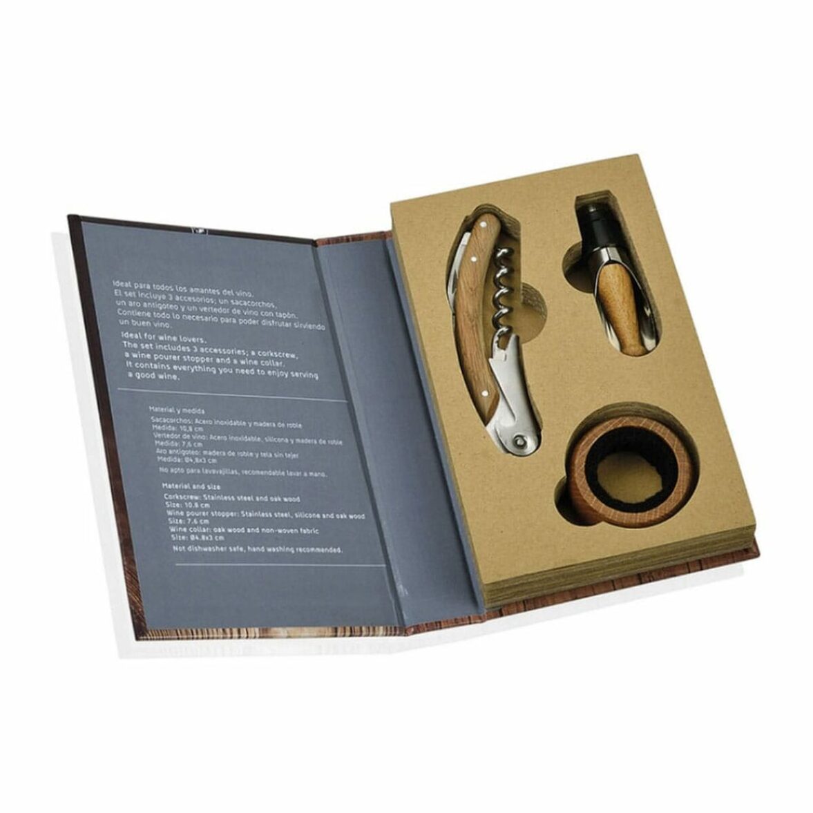 Set de Accesorios para Vino Andrea House cc66178 Madera Acero Inoxidable 3 Piezas - Imagen 3