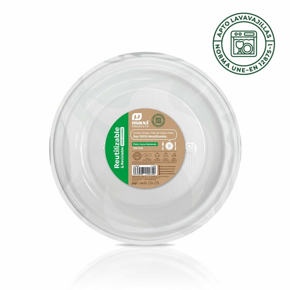 Set de platos reutilizables Maxi Products Blanco Plástico 100 Piezas - Imagen 8