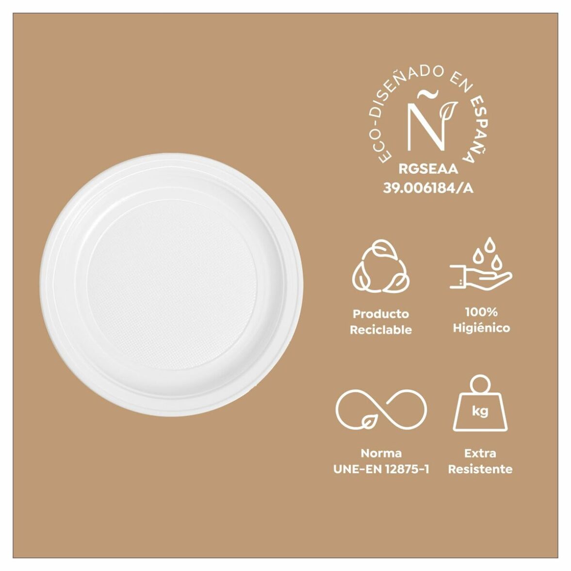 Set de platos reutilizables Maxi Products Blanco Plástico 100 Piezas - Imagen 9