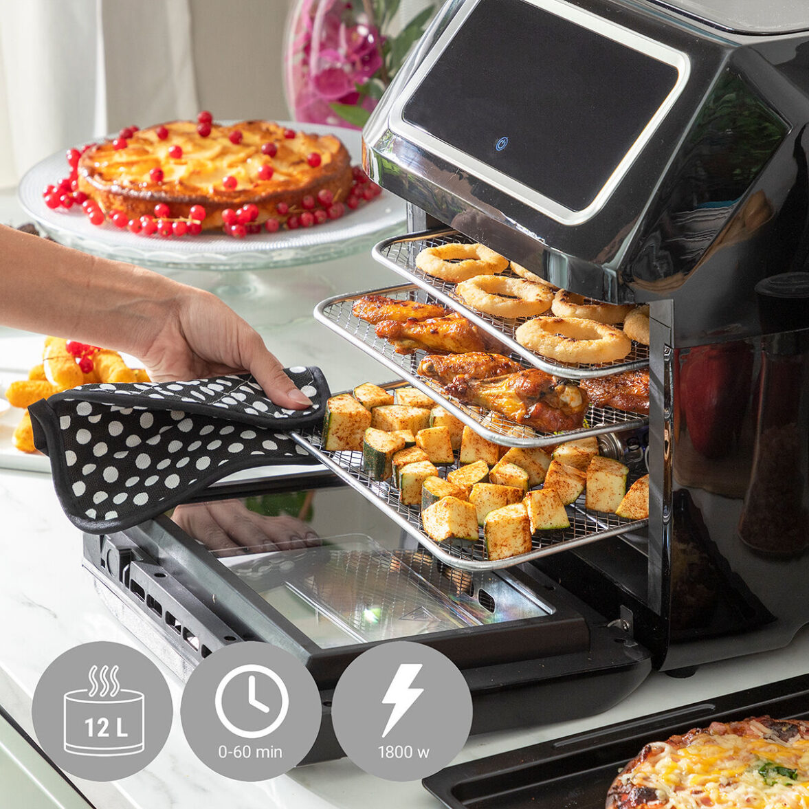 Freidora de Aire InnovaGoods Fryinn Pro Max 12000 Negro 1800 W 12 L Acero Inoxidable - Imagen 4