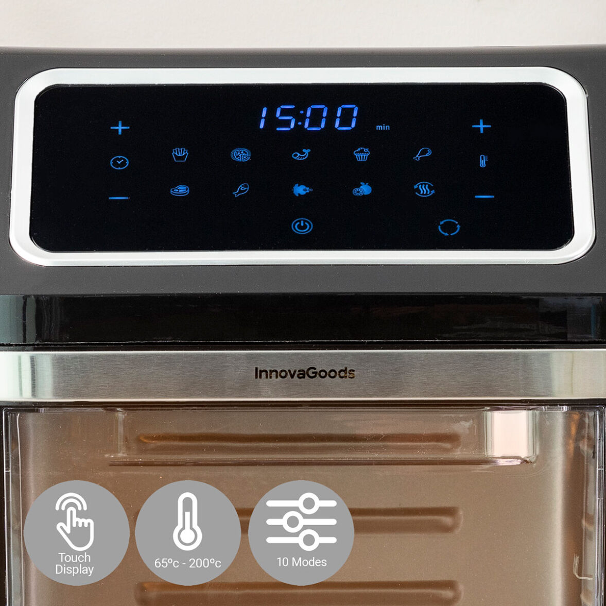 Freidora de Aire InnovaGoods Fryinn Pro Max 12000 Negro 1800 W 12 L Acero Inoxidable - Imagen 9