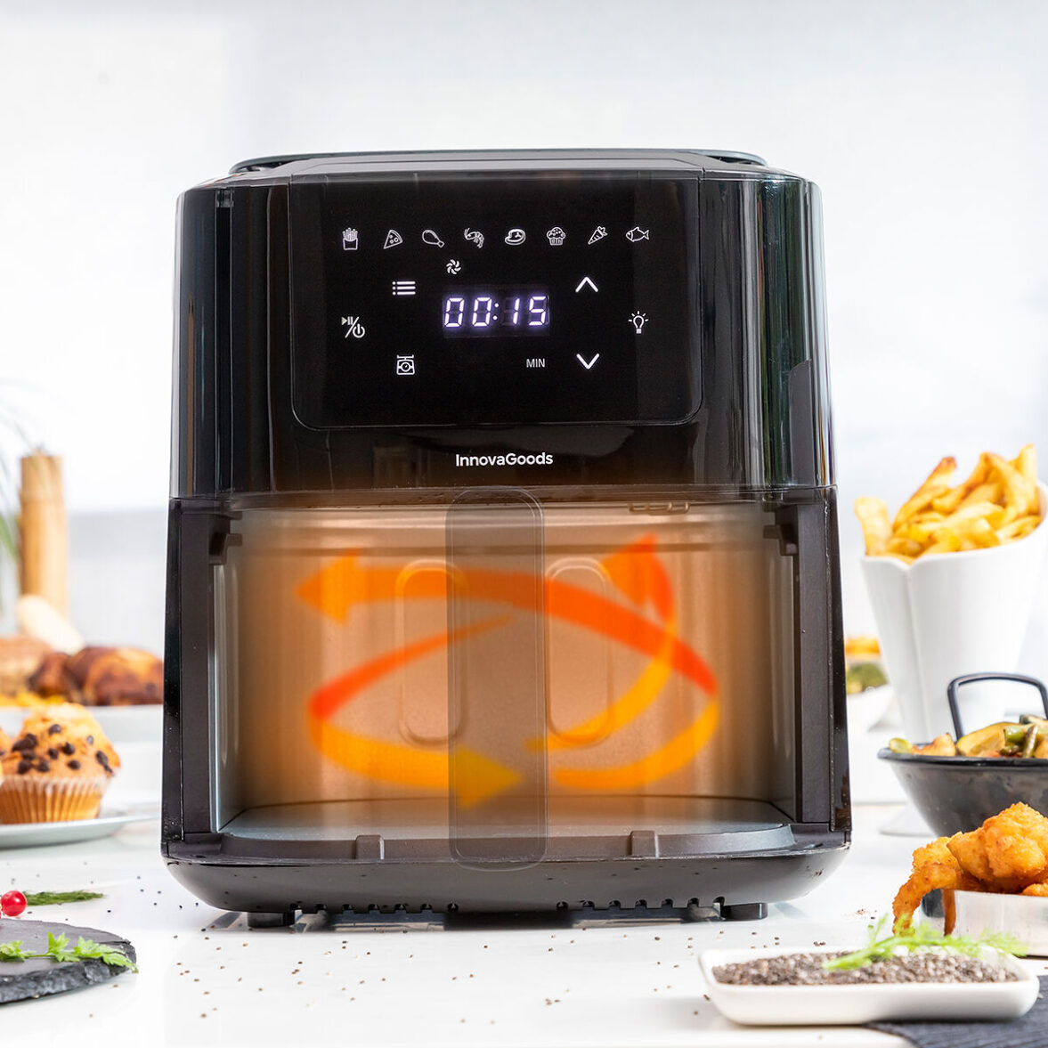 Freidora de Aire con Báscula InnovaGoods Fryinn Balance 5000 Negro 1500 W 5 L Acero Inoxidable - Imagen 4