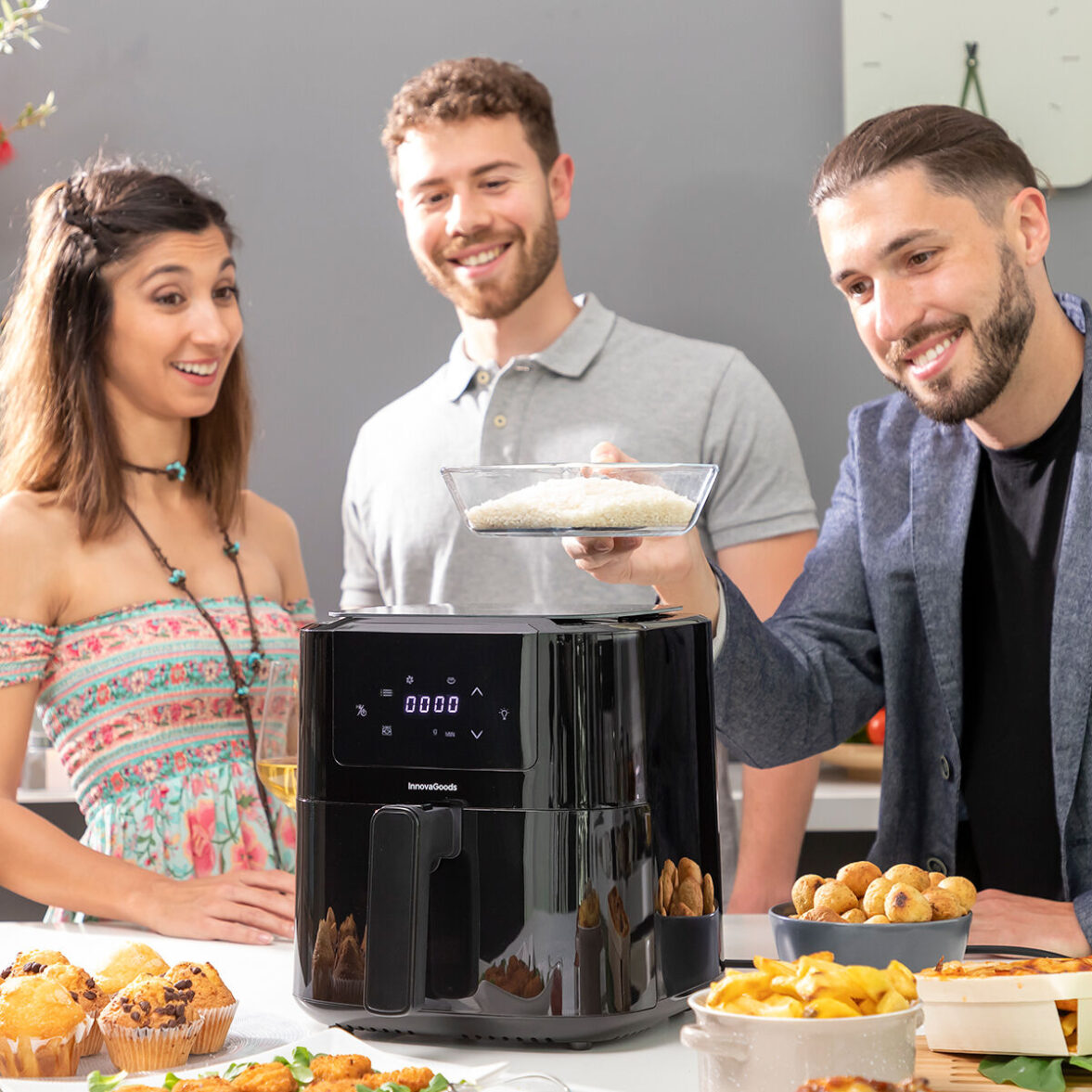 Freidora de Aire con Báscula InnovaGoods Fryinn Balance 5000 Negro 1500 W 5 L Acero Inoxidable - Imagen 3