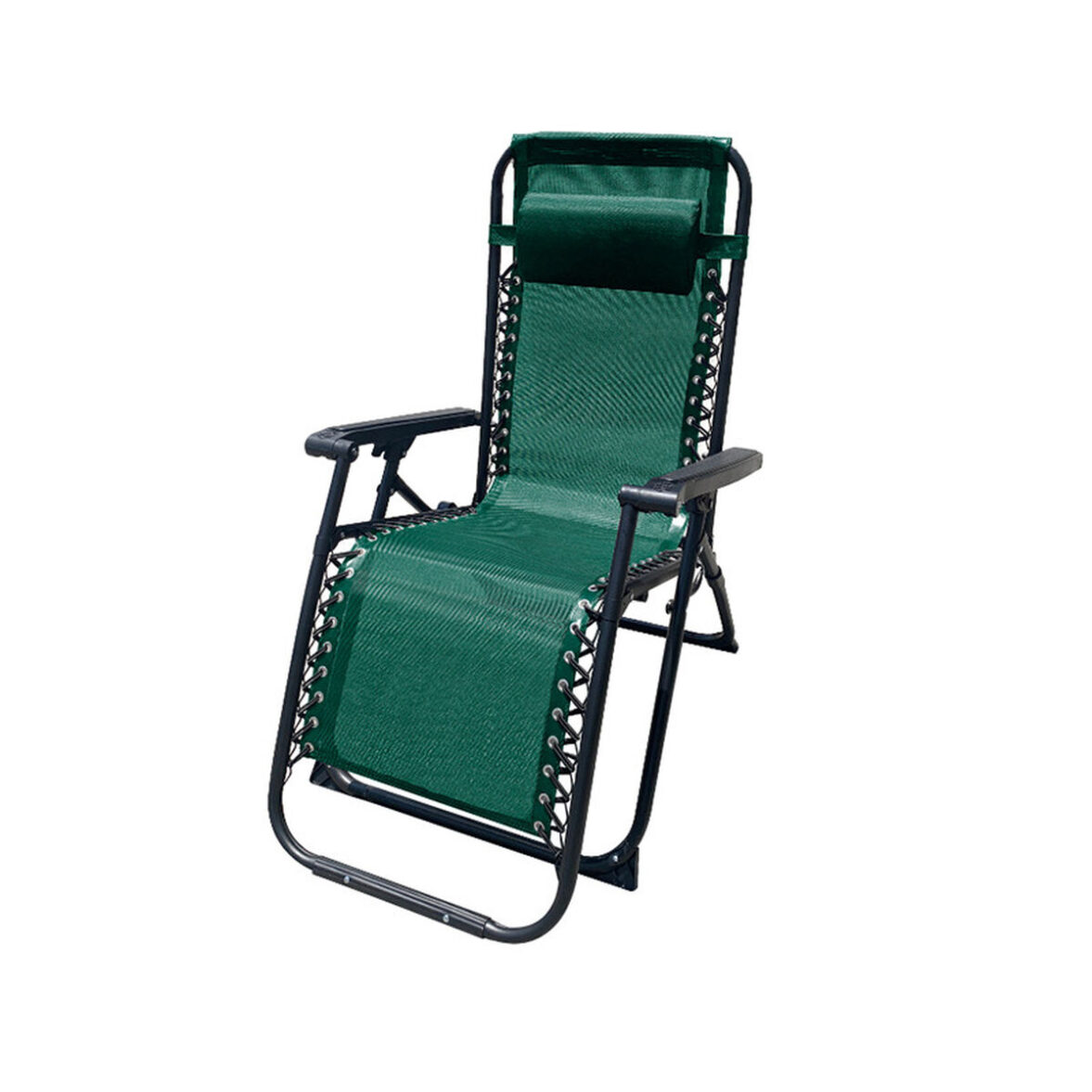 Marbueno Tumbona Plegable Acero Con Cojin Jardin y Piscina 90X66X108 cm Gravedad Cero Verde 10008