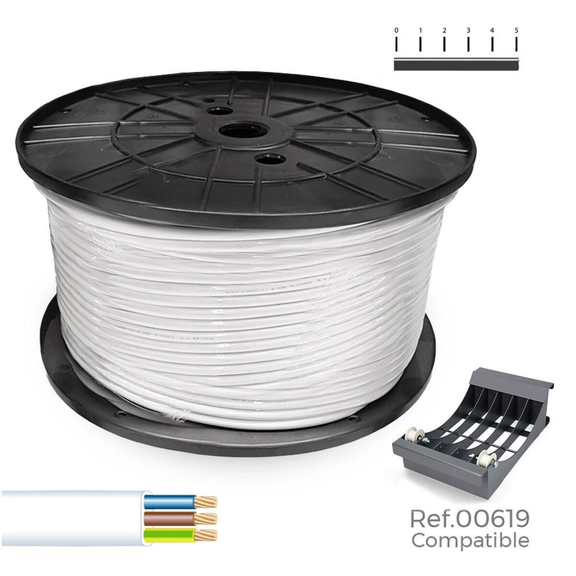 Cable Eléctrico Manguera Sediles Blanco 200 m Bobina