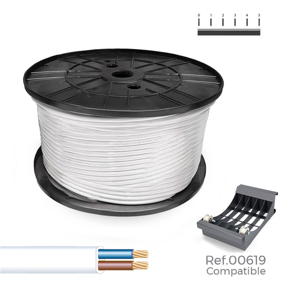 Cable Eléctrico Manguera Sediles Blanco 2 x 0,75 mm 400 m h05vvh2-f Bobina - Imagen 3