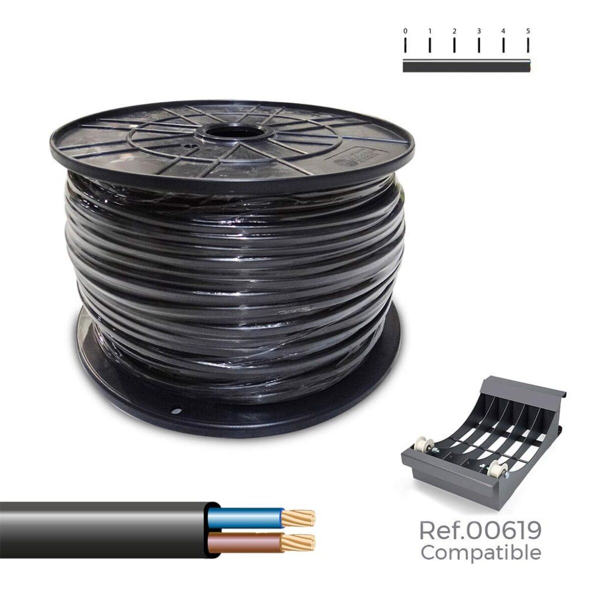 Cable Eléctrico Manguera Sediles Negro 2 x 0,75 mm 400 m h05vvh2-f Bobina - Imagen 3
