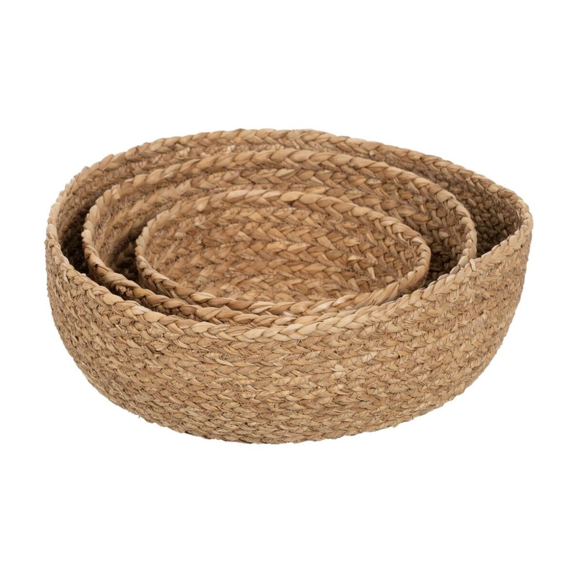 Cesta Decorativa Fibra natural 34 x 34 x 11 cm (3 Unidades) - Imagen 4