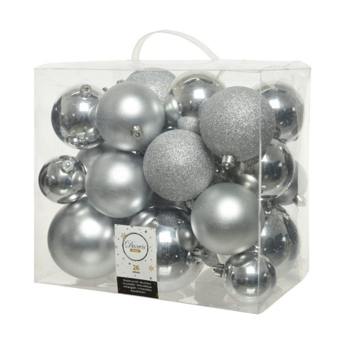 Bolas de Navidad Decoris Plateado Brillante (26 Piezas)