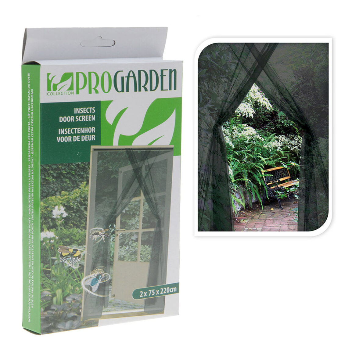 Cortina Mosquitera Progarden Puertas 2 Piezas Fibra de Vidrio Negro (2 x 75 x 220 cm)