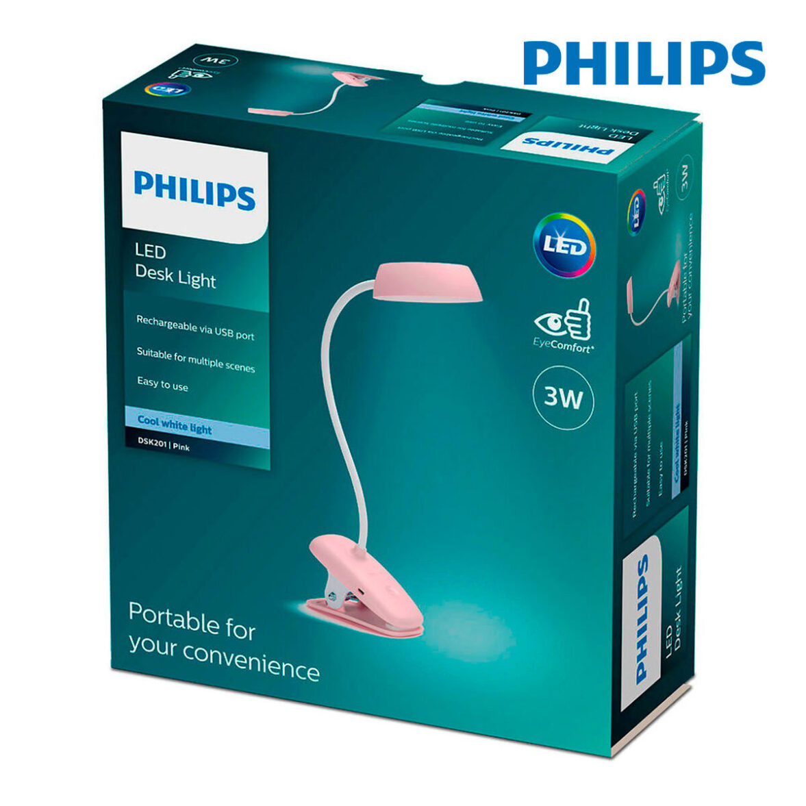 Lámpara de mesa Philips Lámpara de mesa Rosa 3 W - Imagen 6