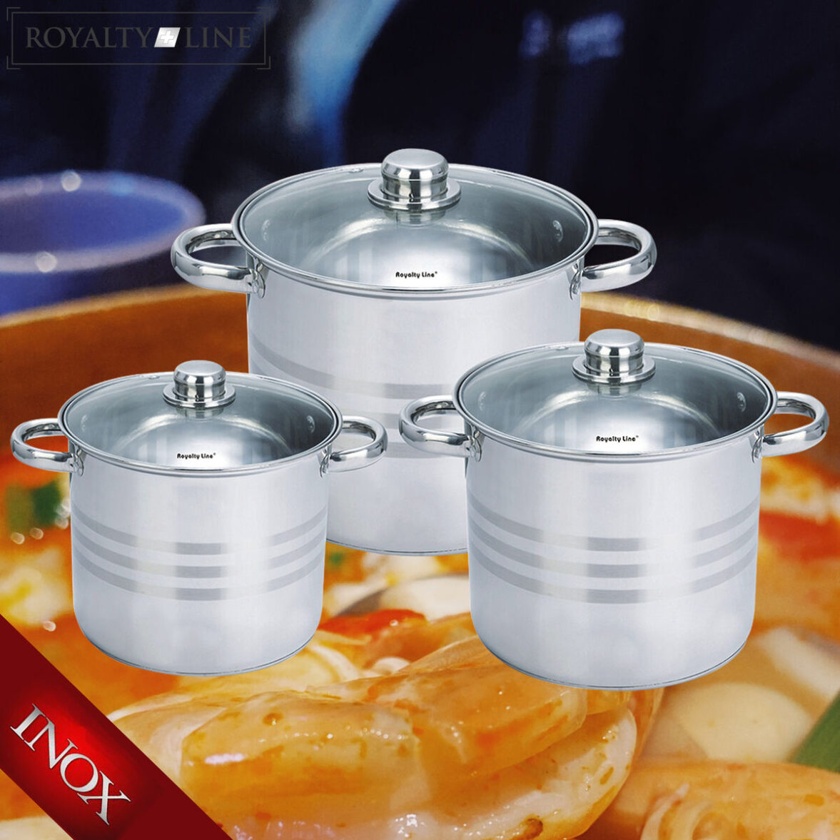 Olla con Tapa de Cristal Royalty Line SP4 Acero 6 Piezas - Imagen 4