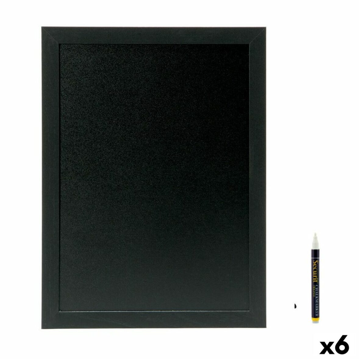 Pizarra Securit Woody Teca De pared Negro 80 x 60 cm