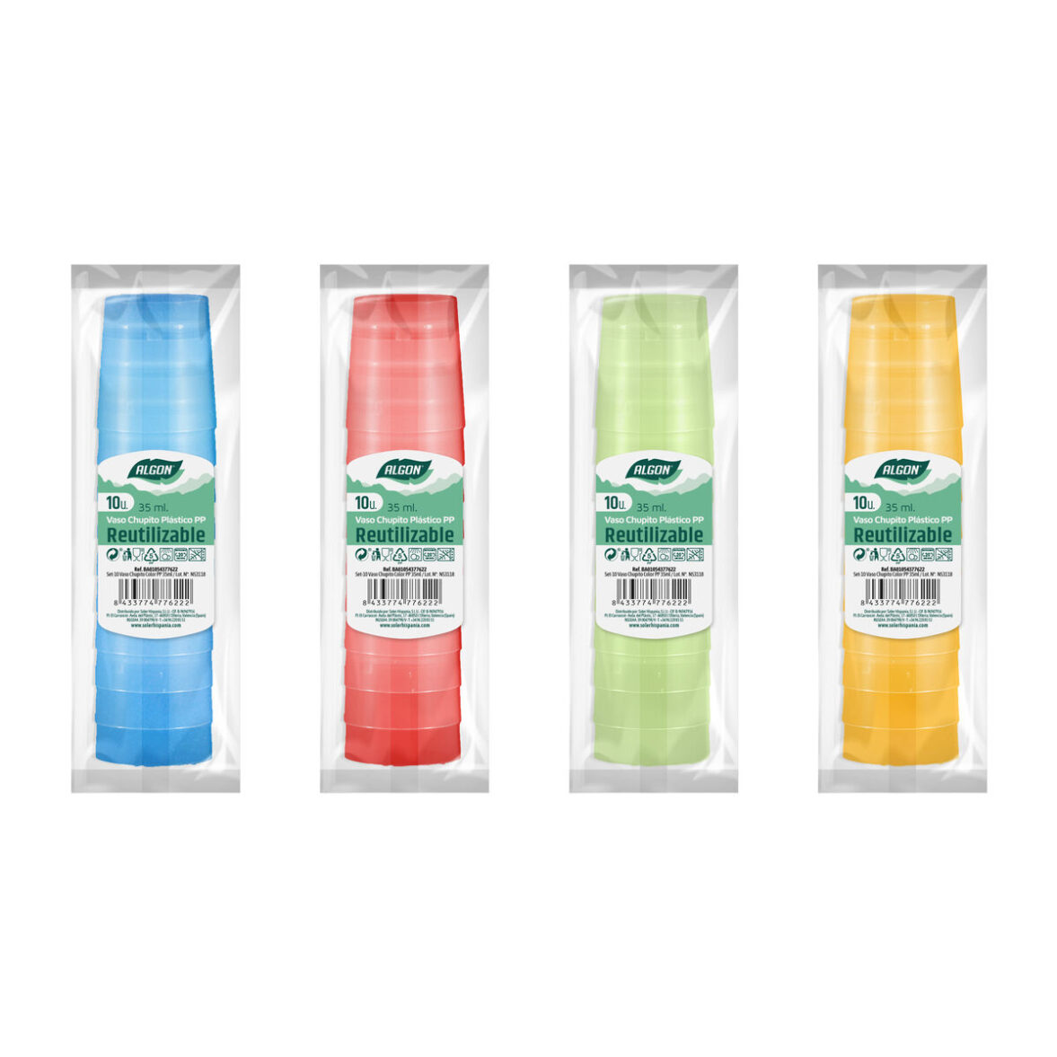 Set de Vasos de Chupito Algon Reutilizable 10 Piezas 35 ml (50 Unidades) - Imagen 4