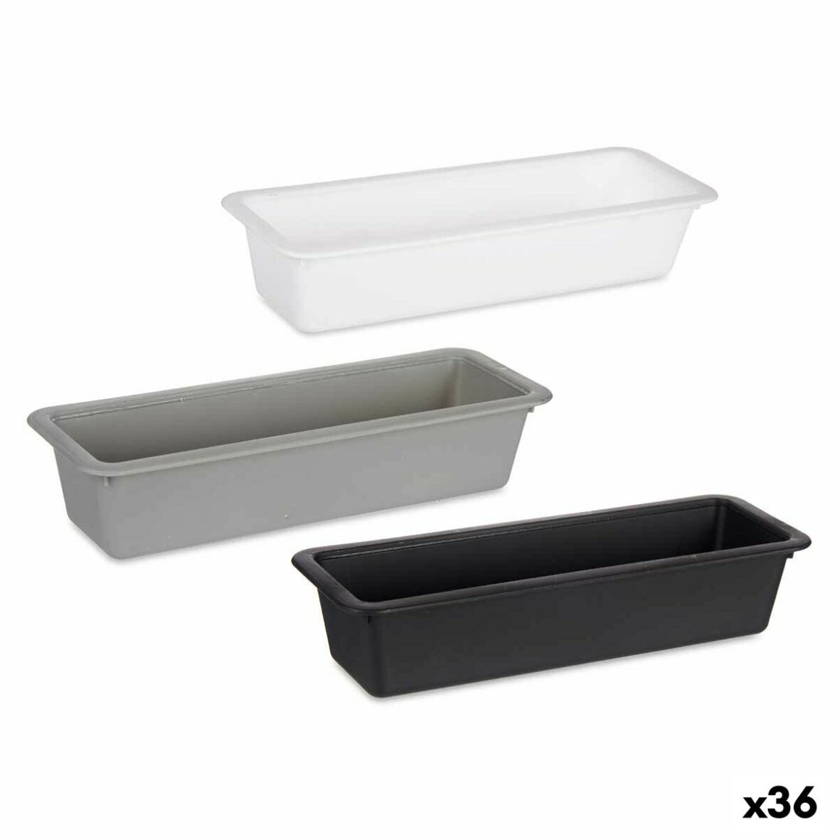 Organizador para Cubiertos Kinvara CN18819 Blanco Negro Caucho Polipropileno 8,5 x 5 x 24 cm (36 Unidades)