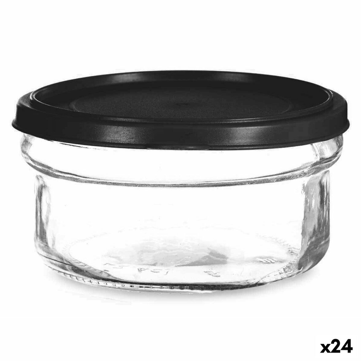 Fiambrera Redonda con Tapa Vivalto 249-2 Negro Transparente Vidrio Plástico 415 ml 12 x 6 x 12 cm (24 Unidades)