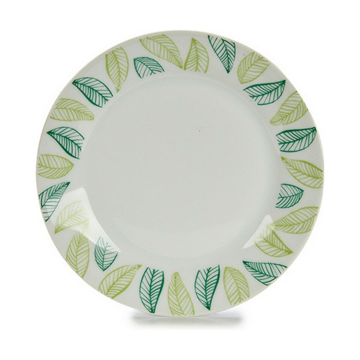 Plato de Postre Hojas Blanco Verde Ø 19 cm Porcelana (10 Unidades) - Imagen 3