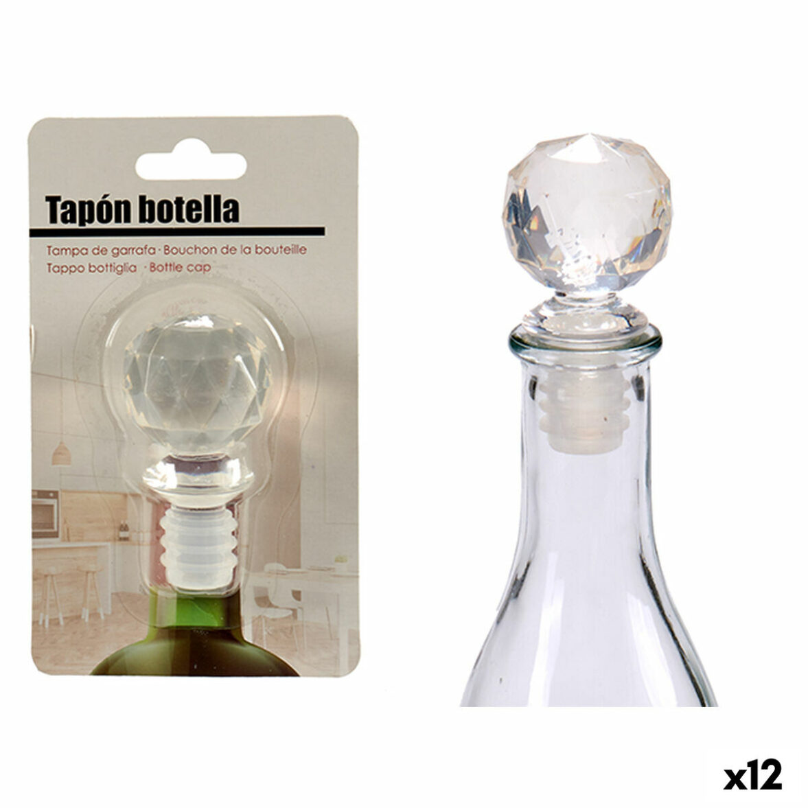 Tapón hermético para botella Kinvara 25011 Transparente 3,5 x 14,5 x 8,5 cm Bola (12 Unidades)