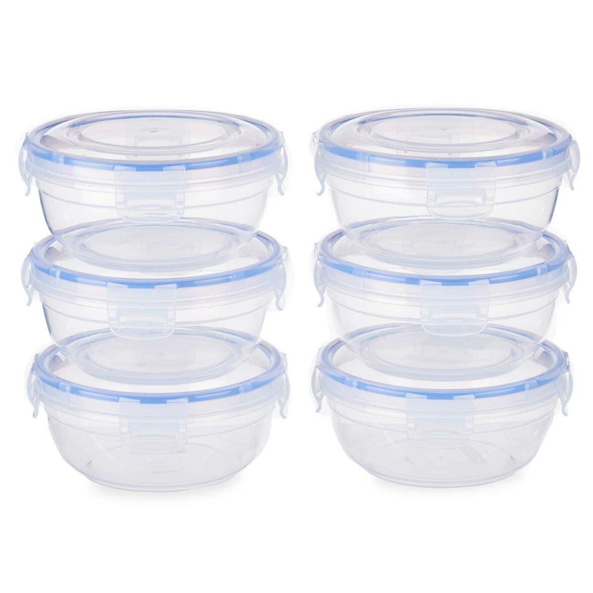 Set de Fiambreras Hermético Azul Transparente Plástico 800 ml 15,5 x 7,5 x 15,5 cm (8 Unidades) - Imagen 4