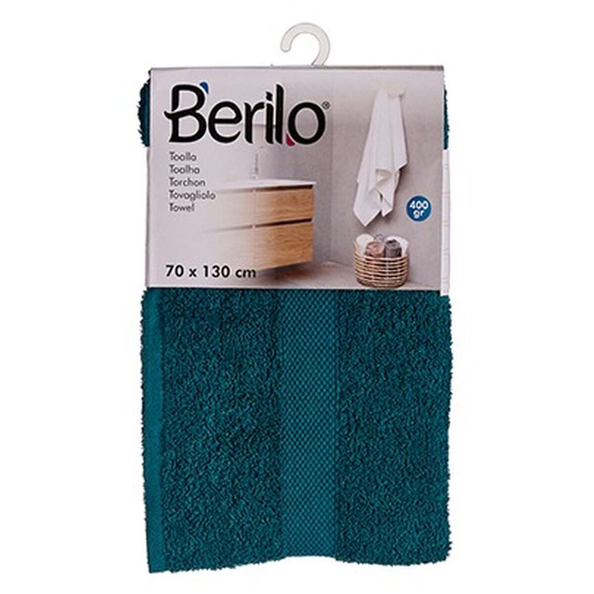 Toalla de baño Berilo 89674 Azul 80 % algodón 20 % Poliéster 70 x 130 cm (3 Unidades) - Imagen 4
