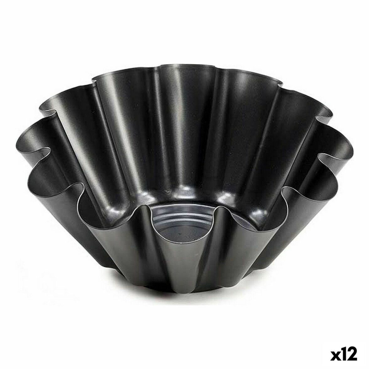 Molde para Flan Kinvara 83009 Gris oscuro Acero 1,5 L 23 x 8,2 x 23 cm (12 Unidades)