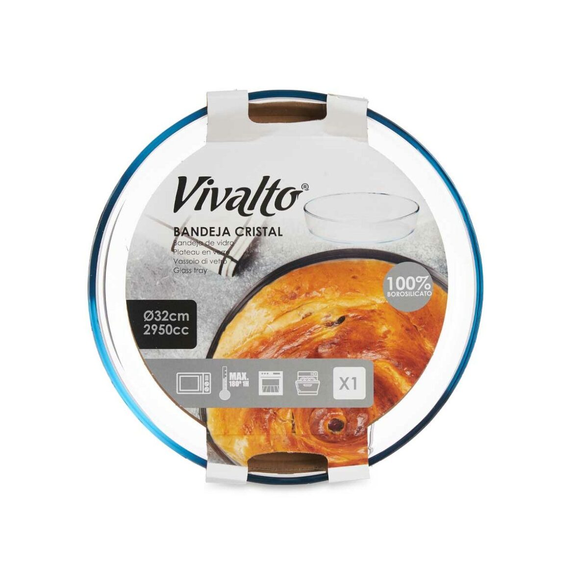 Bandeja para Horno Vivalto 45214 Transparente Vidrio de Borosilicato 31,5 x 5 x 31,5 cm (6 Unidades) - Imagen 4