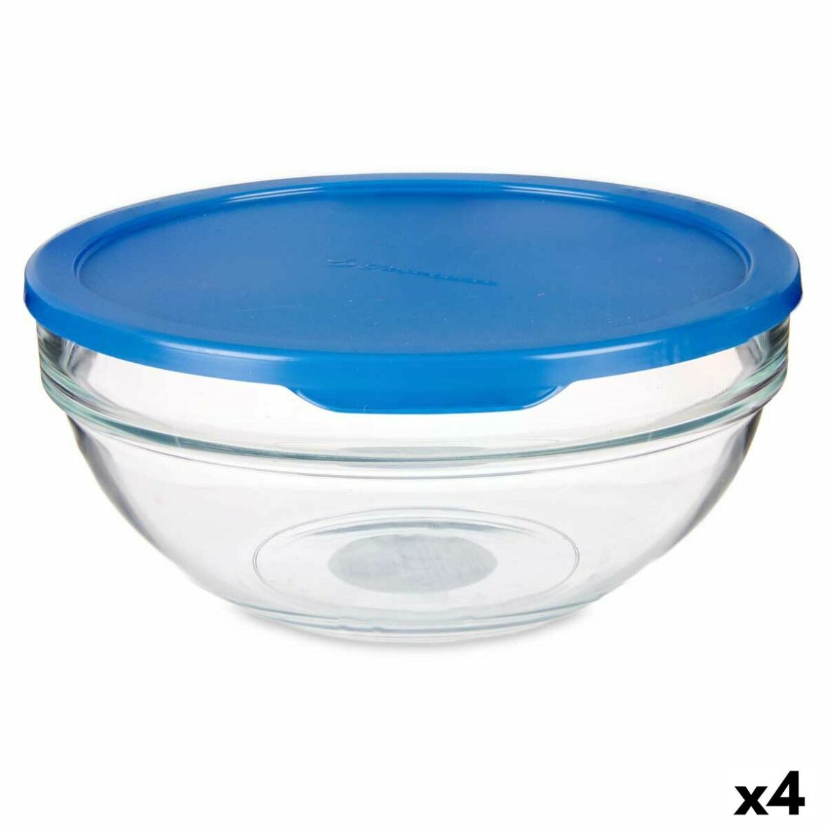 Fiambrera Redonda con Tapa Pasabahce Chefs Azul 1,135 L 17,2 x 7,6 x 17,2 cm (4 Unidades)