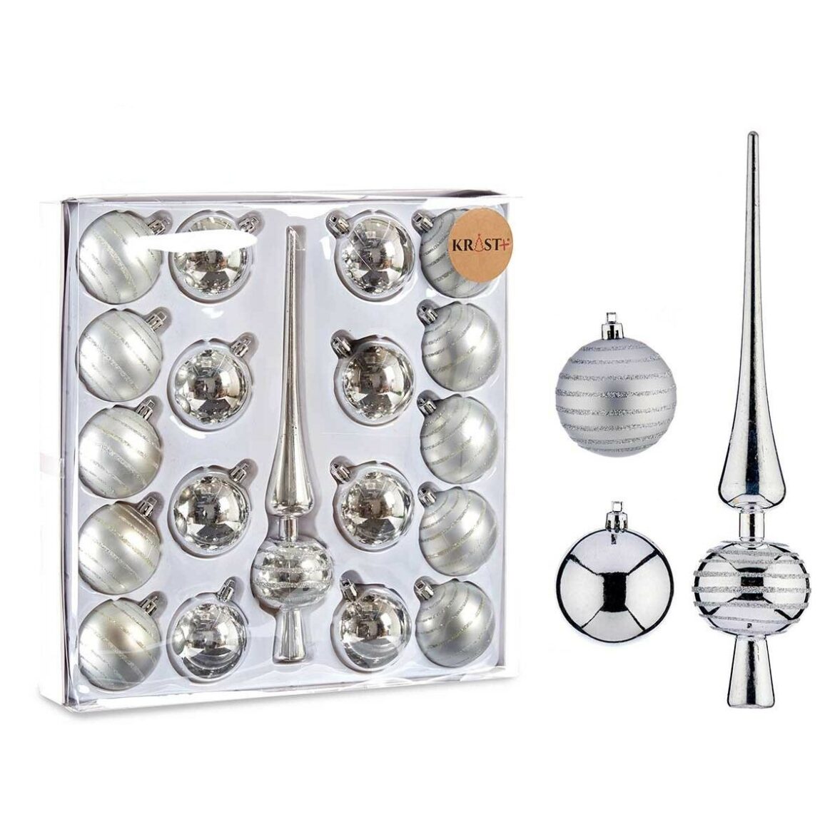 Set Adornos de Navidad Plateado PVC (4 Unidades) - Imagen 3
