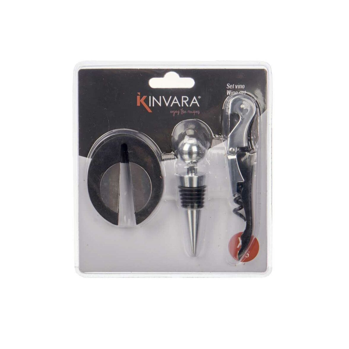 Set de Accesorios para Vino Kinvara KT180219 Acero Inoxidable Polipropileno 3 Piezas (24 Unidades) - Imagen 3